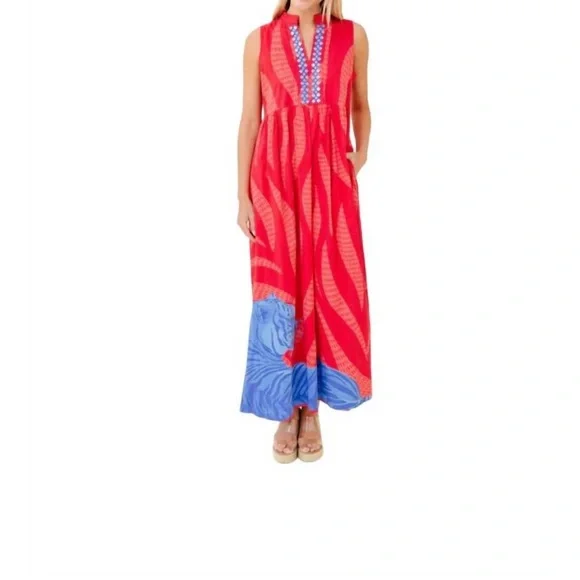Sheridan french Red and Blue Sleeveless Maxi Dress - Tigress - NWT - Picture 1 of 8